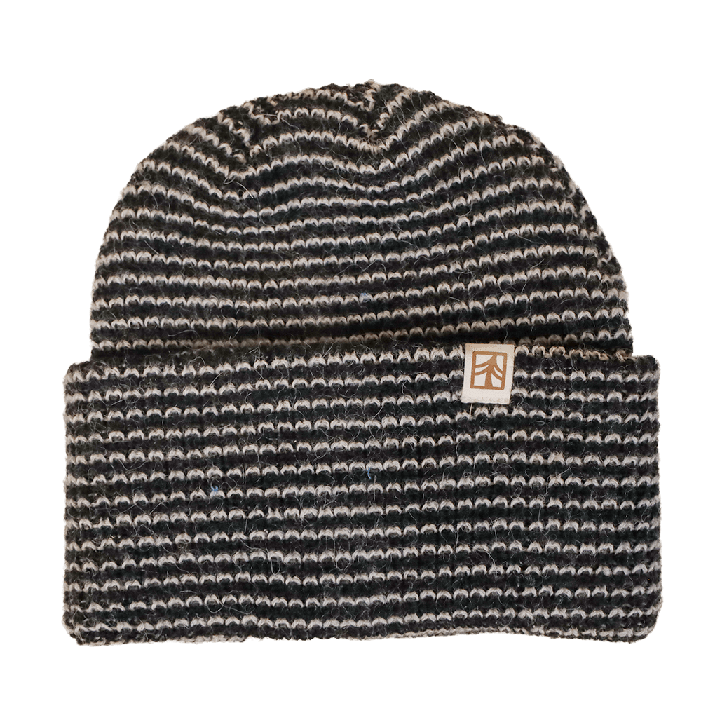 Rustek Alpaca Waffle Stripe Beanie | Black