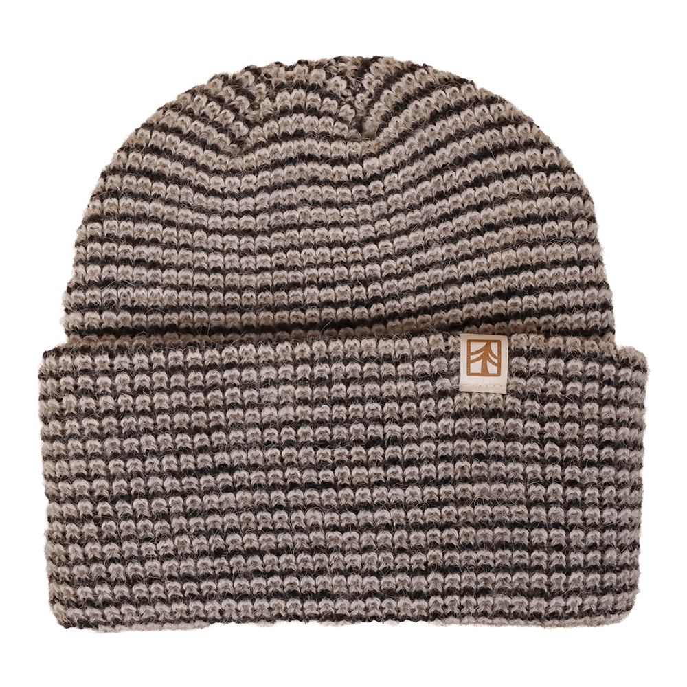 Rustek Alpaca Waffle Stripe Beanie | Gray