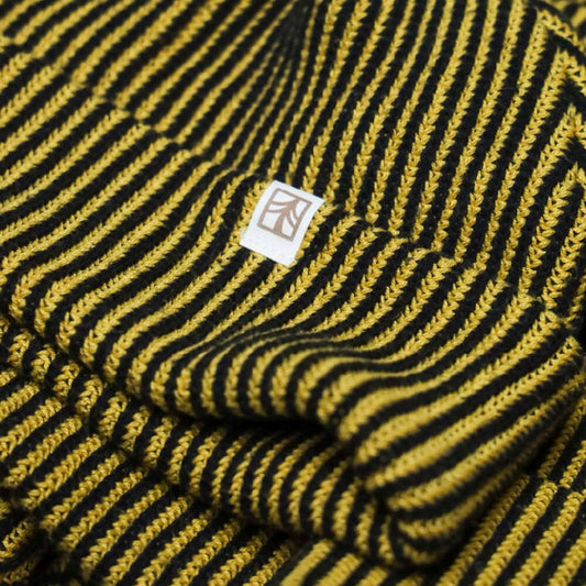 Rustek Recycled Cotton Stripe Beanie | Black/Yellow