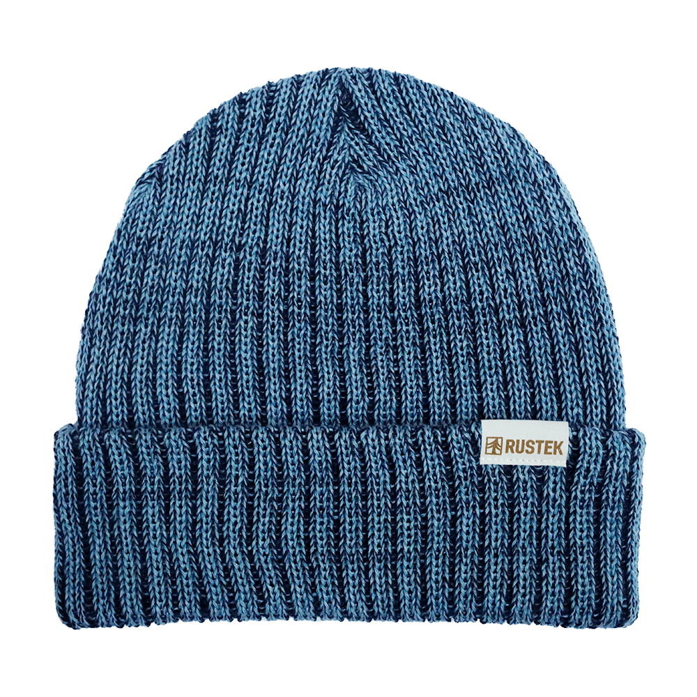 Rustek Double Rib 100% Merino Wool Beanie | Aqua/Charcoal