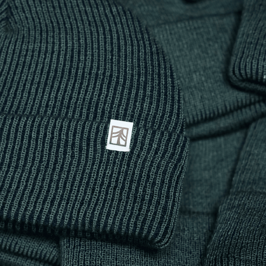 Rustek 100% Merino Wool Watch Cap | Green/Black Stripe