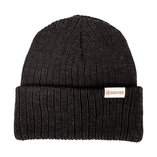 Double Rib 100% Merino Wool Beanie | Heather Black
