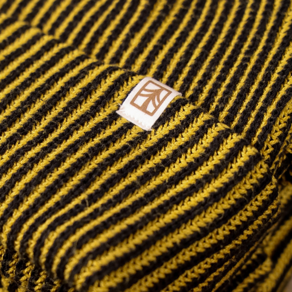 Rustek Recycled Cotton Stripe Beanie | Black/Yellow