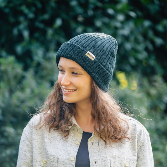 Rustek Double Rib 100% Merino Wool Beanie | Green