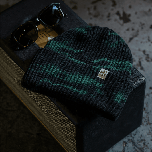 Rustek 100% Organic Cotton Beanie | Black/Green Tie Dye