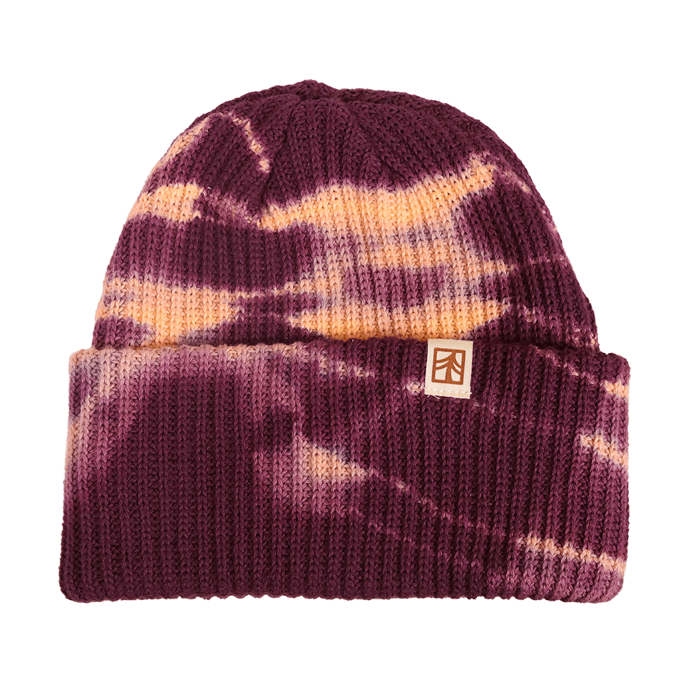 Rustek 100% Organic Cotton Beanie | Eggplant/Peach Tie Dye