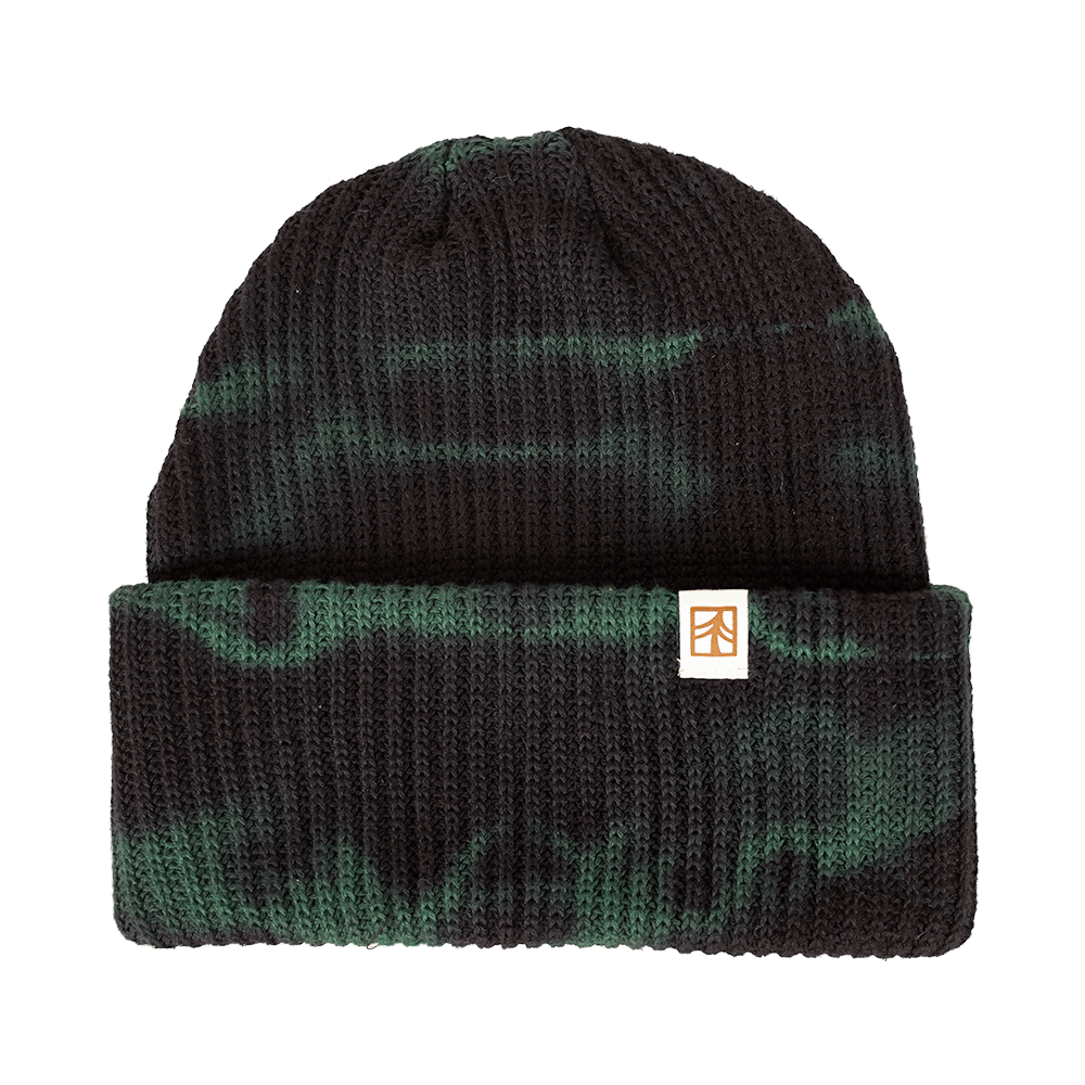 Rustek 100% Organic Cotton Beanie | Black/Green Tie Dye Rustek 100% Organic Cotton Beanie | Black/Green Tie Dye