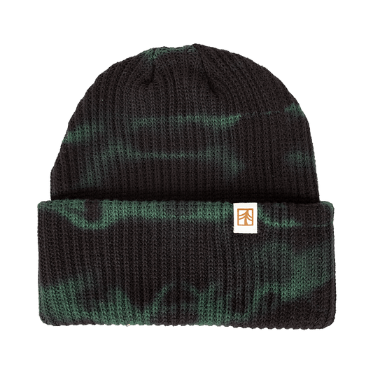 Rustek 100% Organic Cotton Beanie | Black/Green Tie Dye