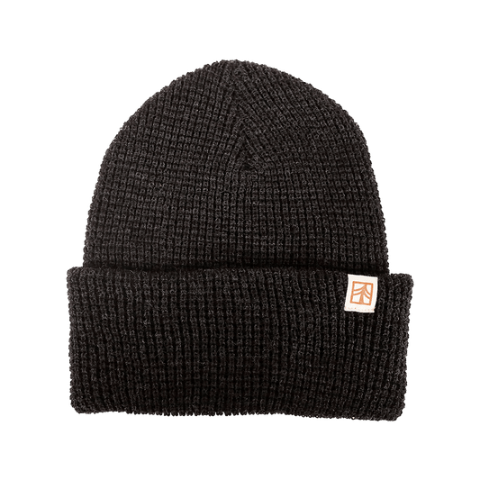 Rustek 100% Merino Wool Waffle Beanie | Heather Black
