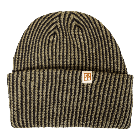 Rustek Recycled Cotton Beanie | Black/Olive Drab Stripe