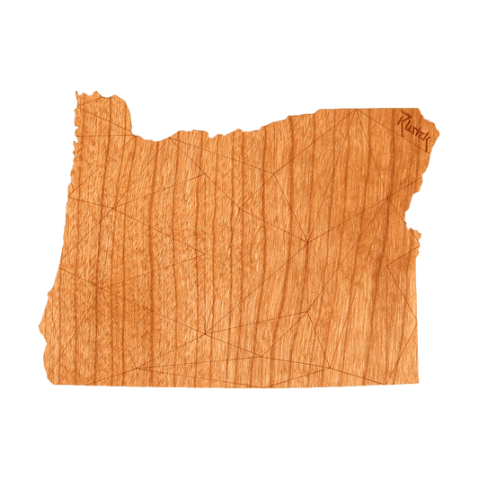 Geo Oregon Wood Sticker - Rustek
