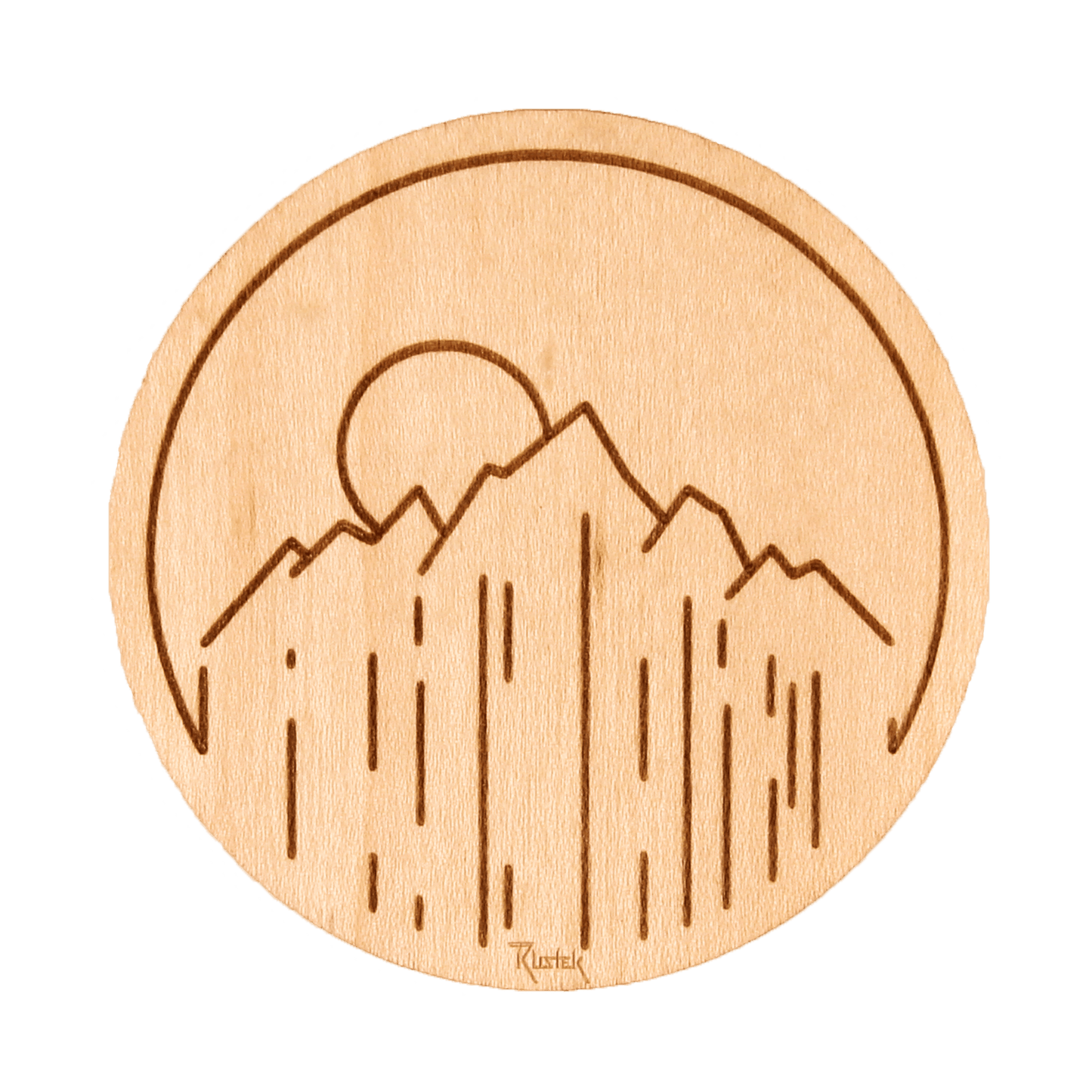 Sunset Mountain Wood Sticker - Rustek