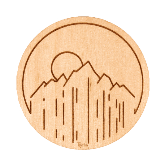 Sunset Mountain Wood Sticker - Rustek