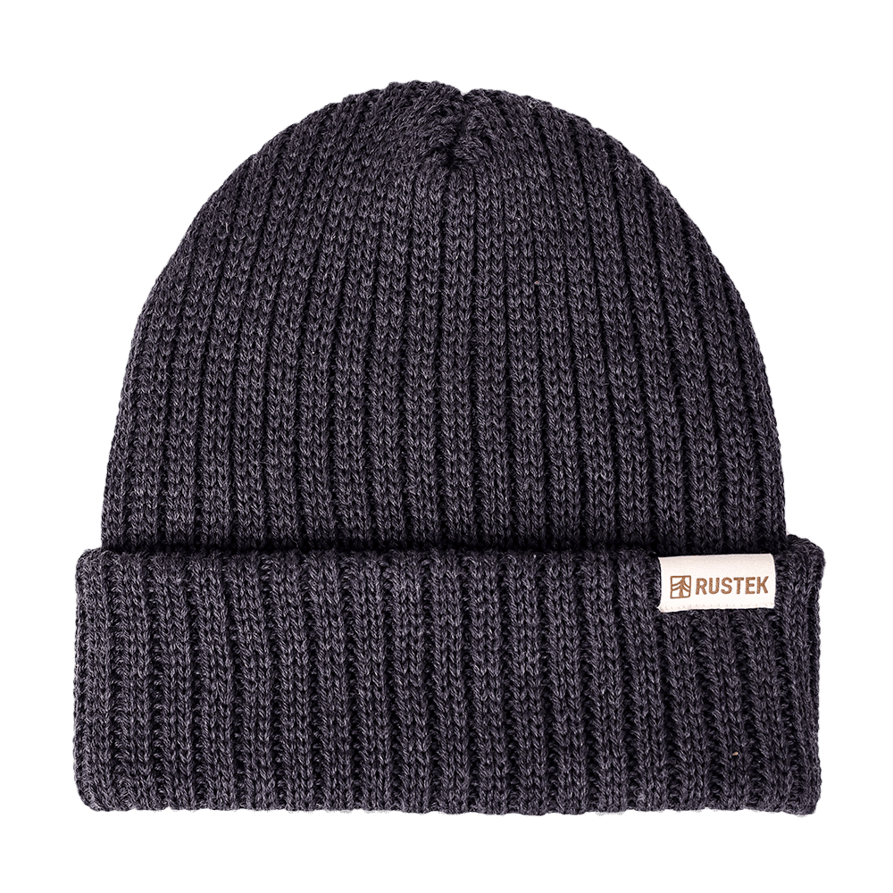 Double Rib 100% Merino Wool Beanie | Charcoal