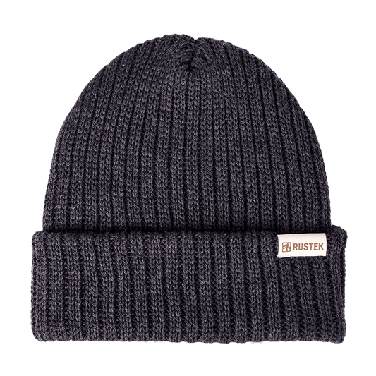 Double Rib 100% Merino Wool Beanie | Charcoal