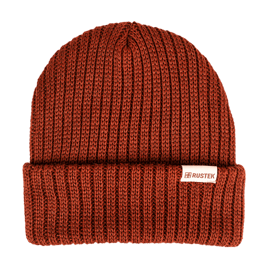 Rustek Double Rib 100% Merino Wool Beanie | Copper