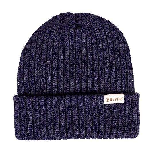 Rustek Double Rib 100% Merino Wool Beanie | Navy