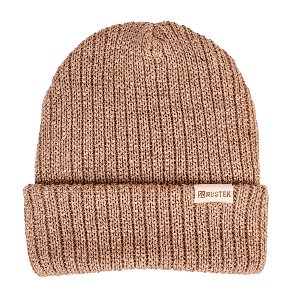 Rustek Double Rib 100% Merino Wool Beanie | Beige