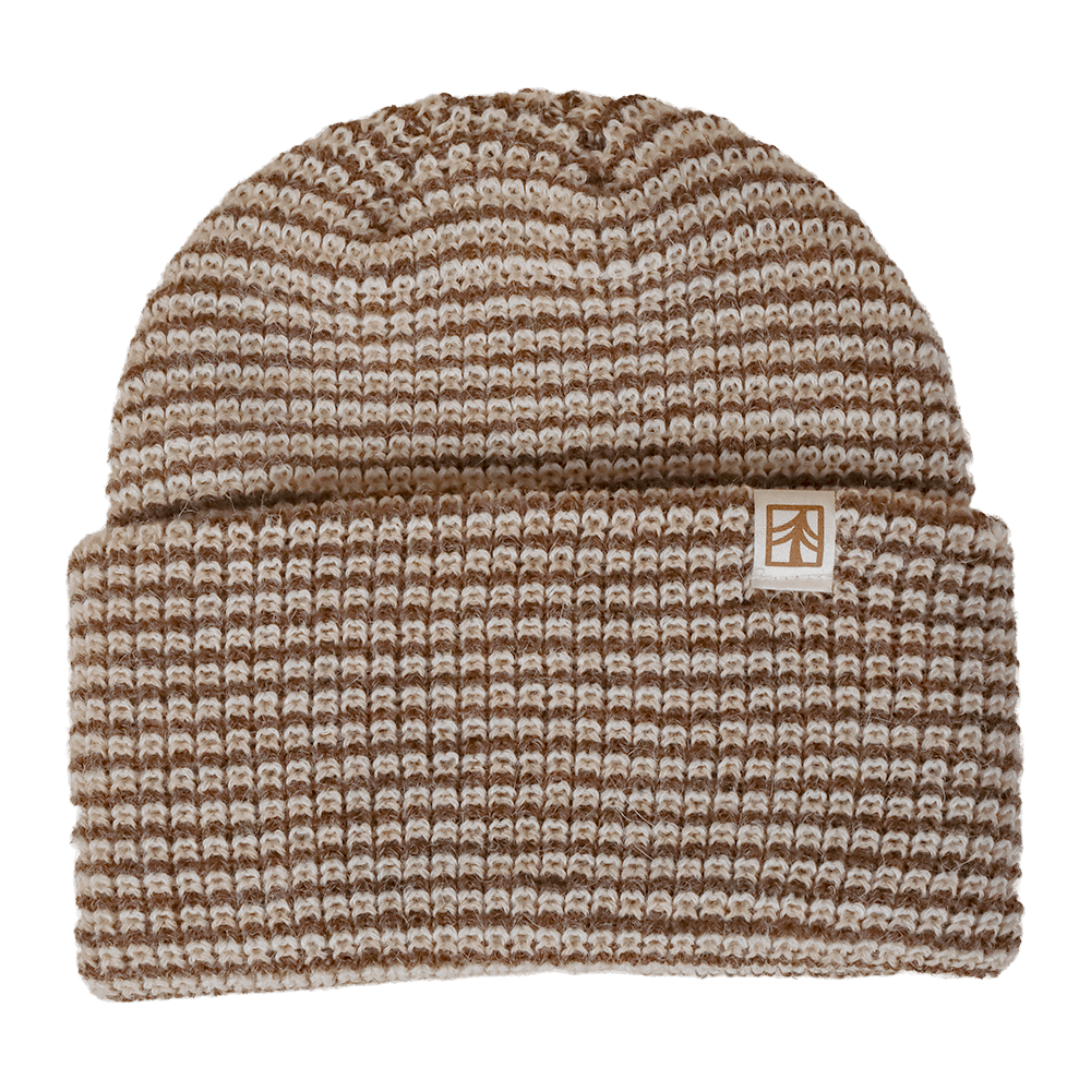 Rustek Alpaca Waffle Stripe Beanie | Brown