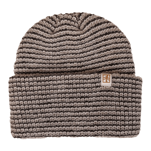 Rustek Alpaca Waffle Stripe Beanie | Gray