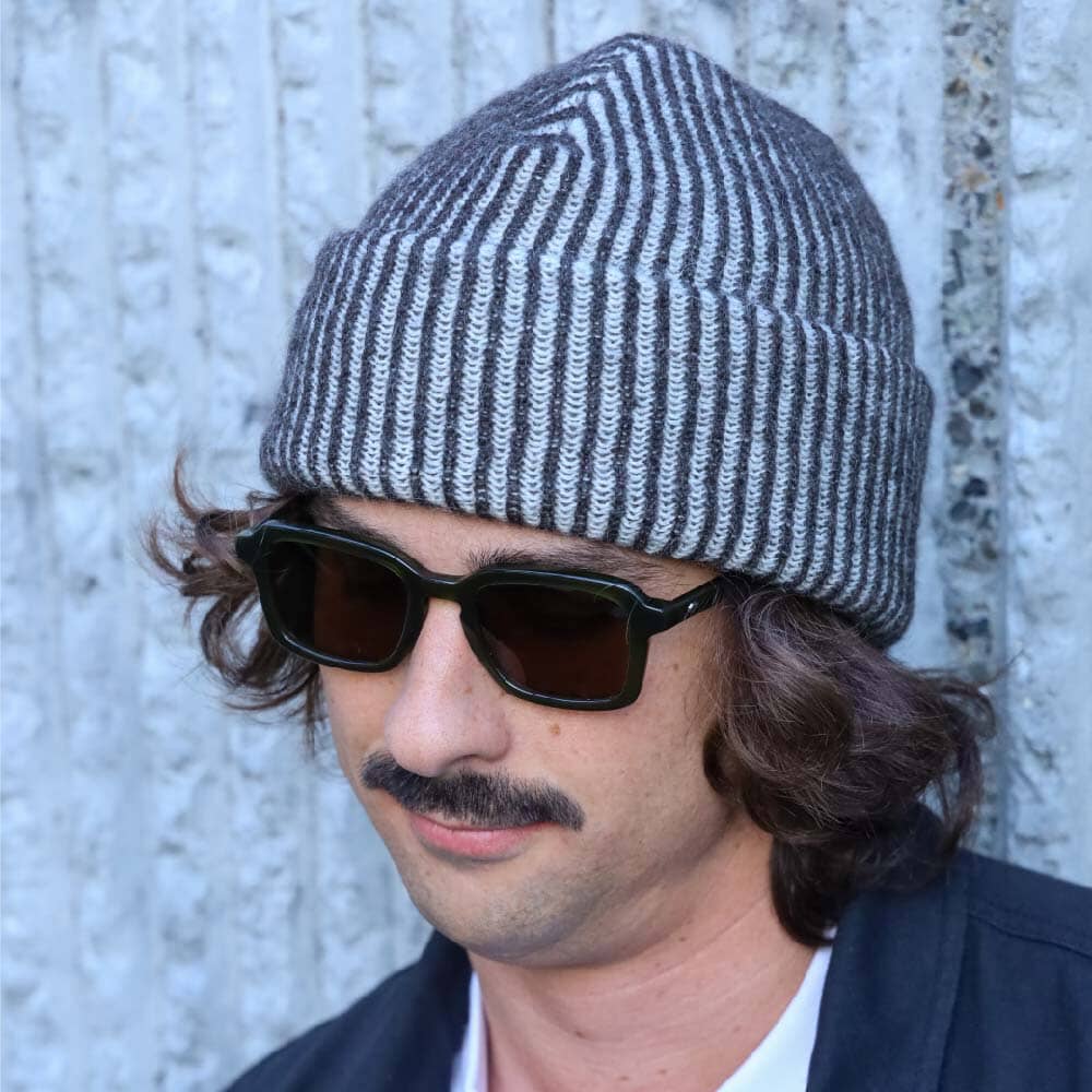 Rustek Alpaca Stripe Beanie | Black/Natural