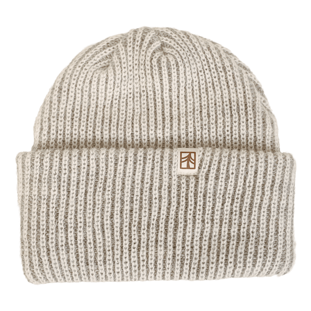 Rustek Alpaca Stripe Beanie | Cream/Grey