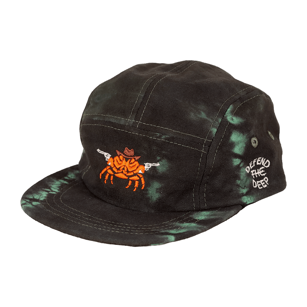 Crabby Defend the Deep Shibori Camp Cap | Green/Black