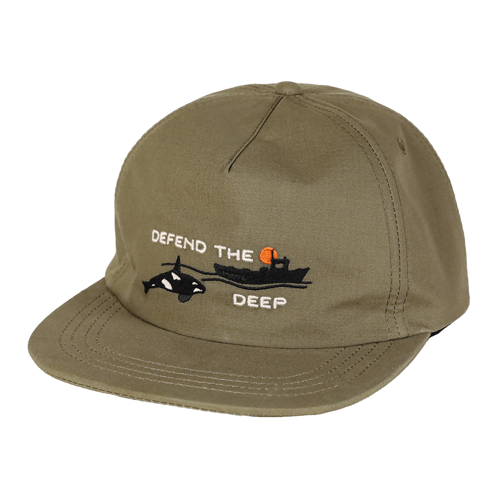 Defend the Deep Orca Waxed Ripstop Strapback | Green