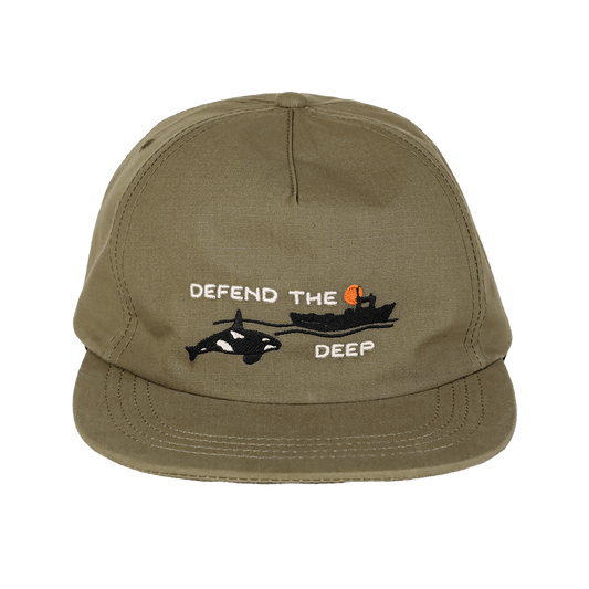 Defend the Deep Orca Waxed Ripstop Strapback | Green
