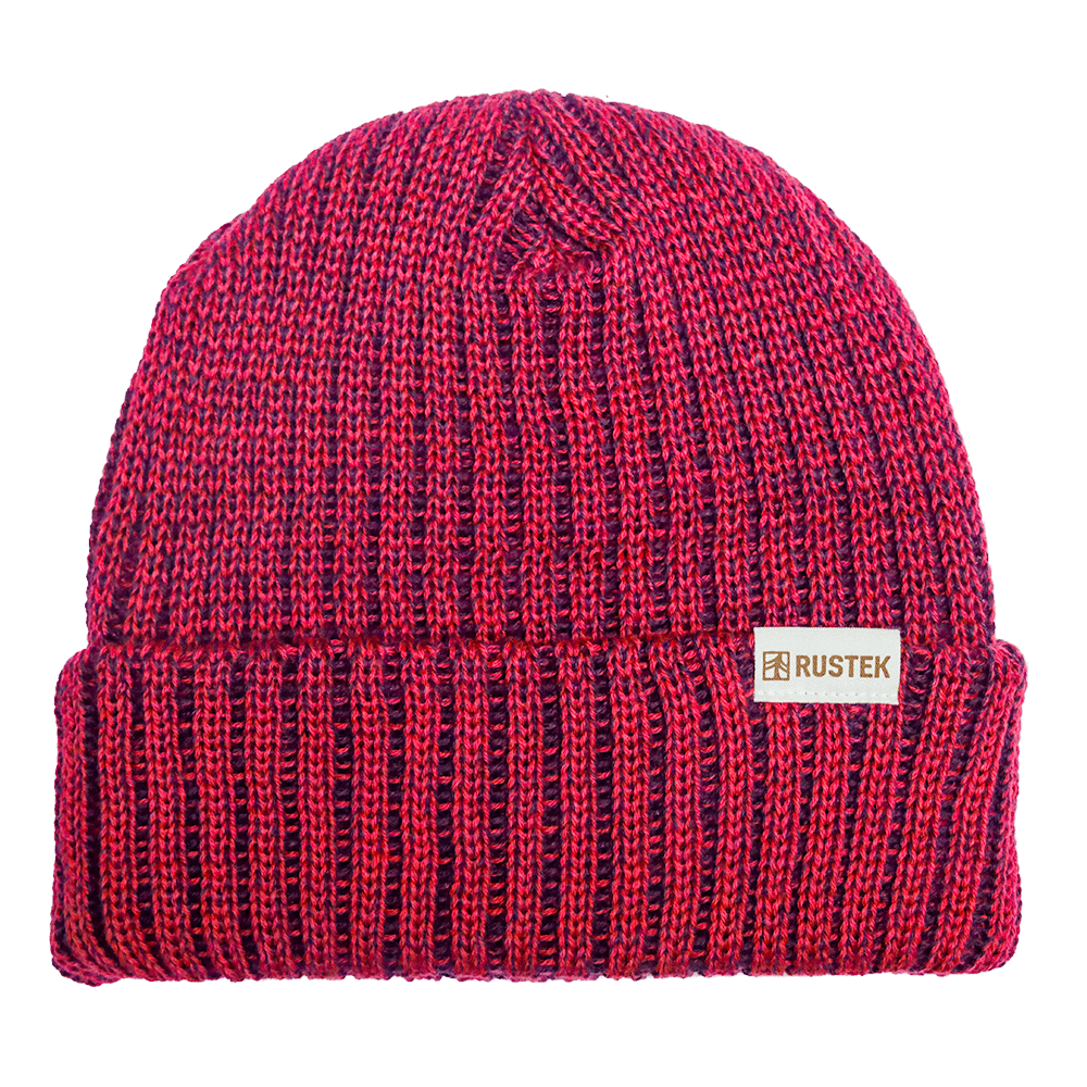Rustek Double Rib 100% Merino Wool Beanie | Pink/Purple