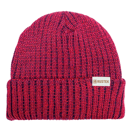 Rustek Double Rib 100% Merino Wool Beanie | Pink/Purple
