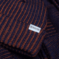 Rustek Double Rib 100% Merino Wool Beanie | Orange/Navy