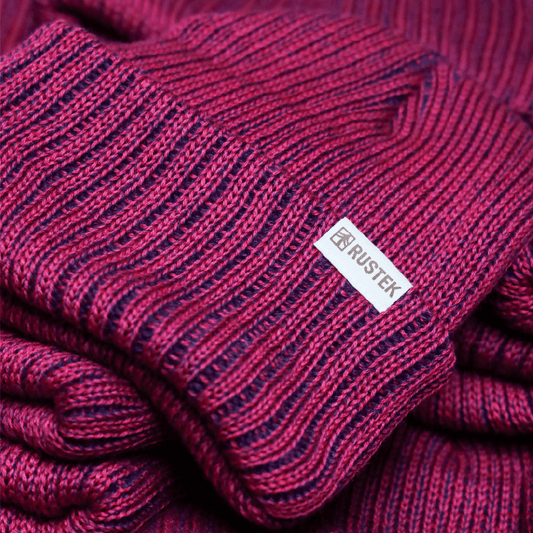 Rustek Double Rib 100% Merino Wool Beanie | Pink/Purple