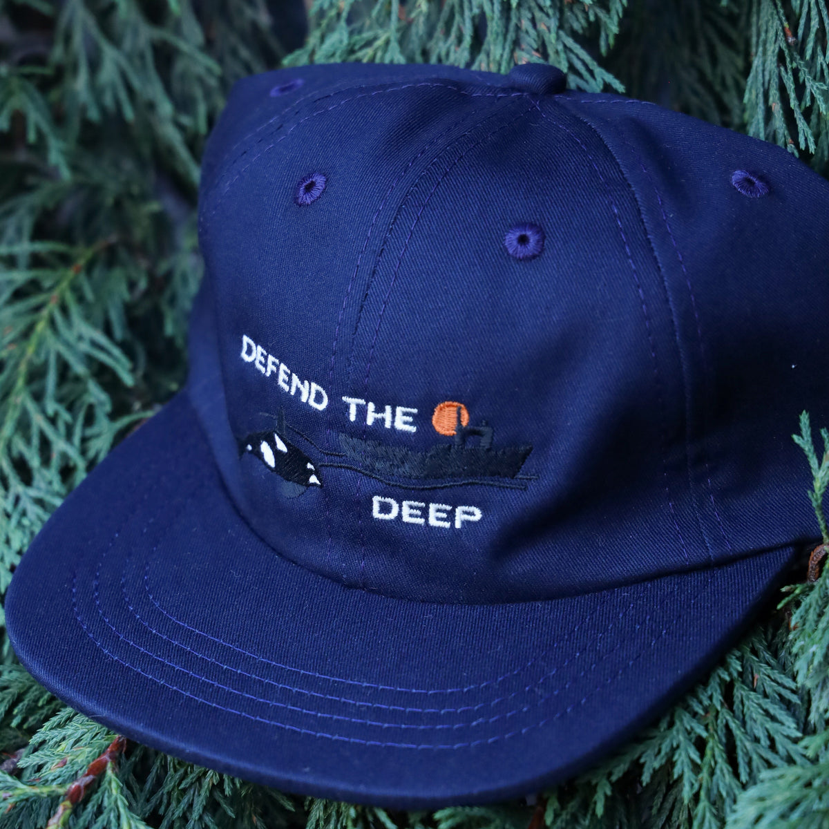 Defend The Deep Orca 100% Organic Cotton Dad Hat | Navy