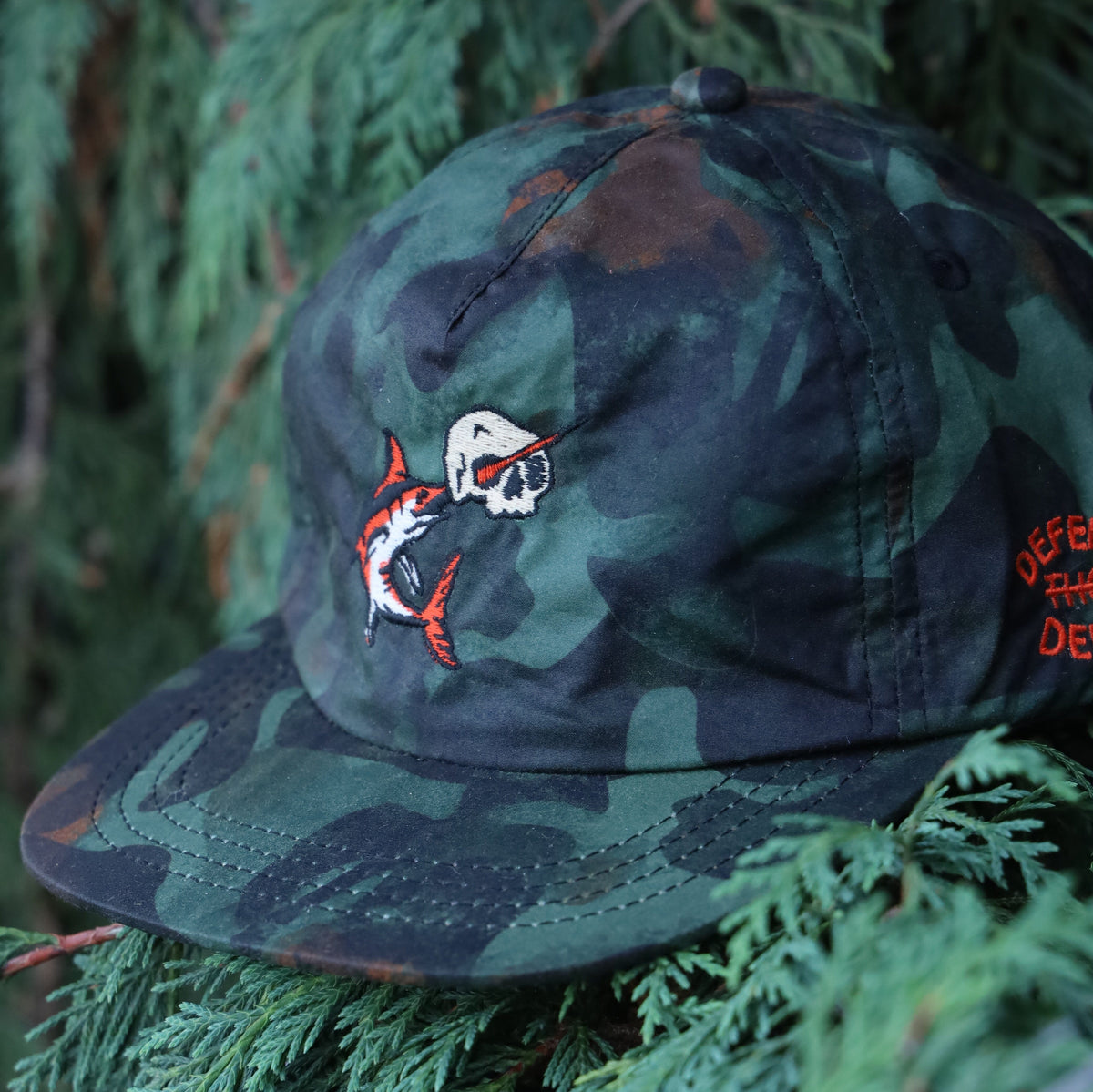 Defend the Deep Swordfish DryTek Waxed Canvas Strapback | Kelp Camo