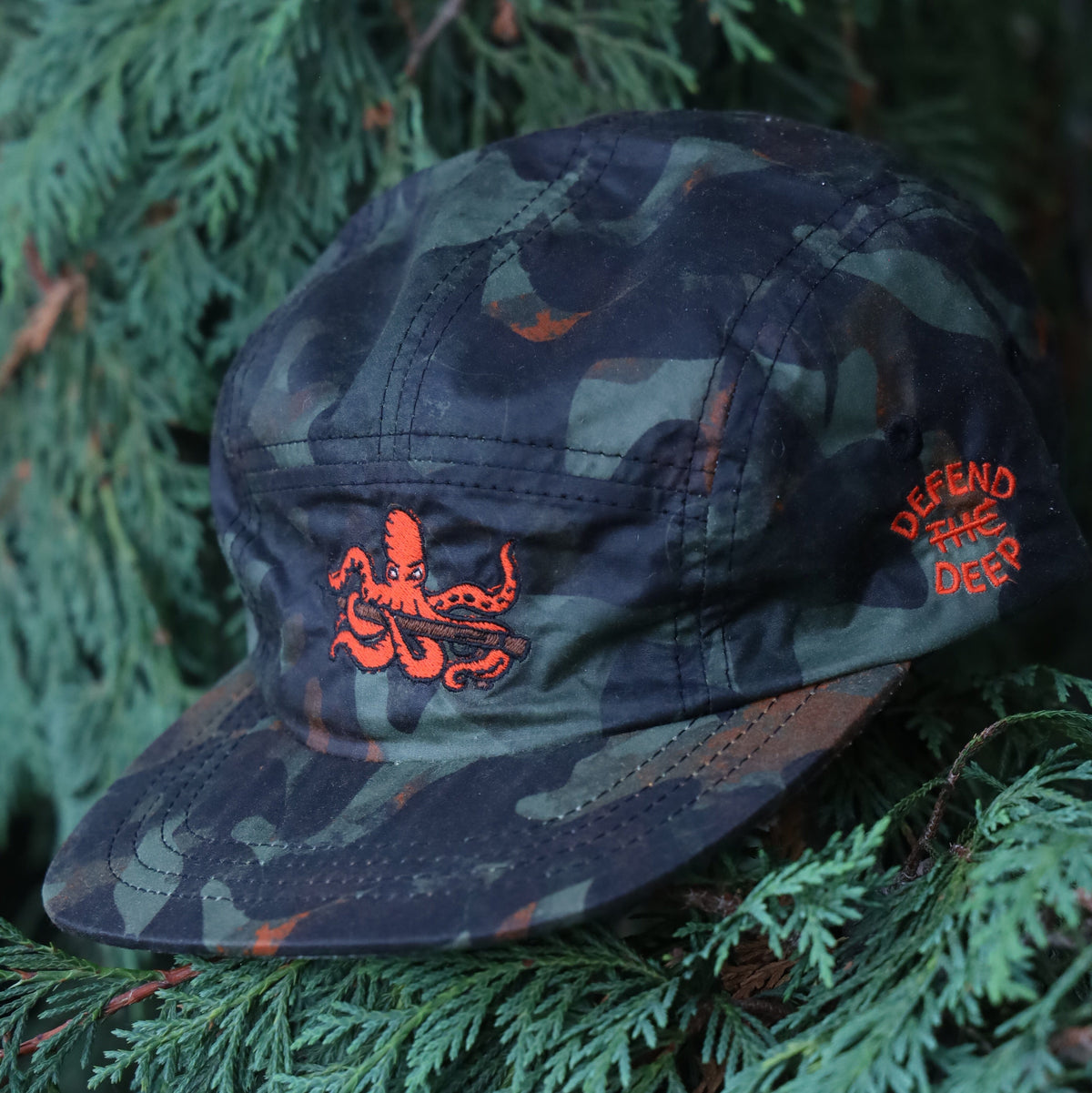 Defend the Deep Octopus DryTek Waxed Canvas Camp Cap | Kelp Camo