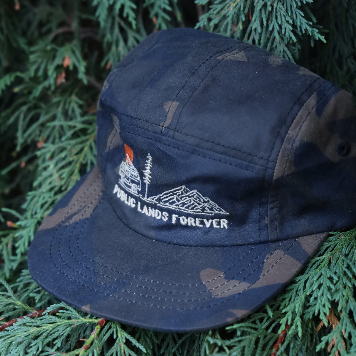Public Lands Forever DryTek Waxed Canvas Camp Cap | Bark Camo