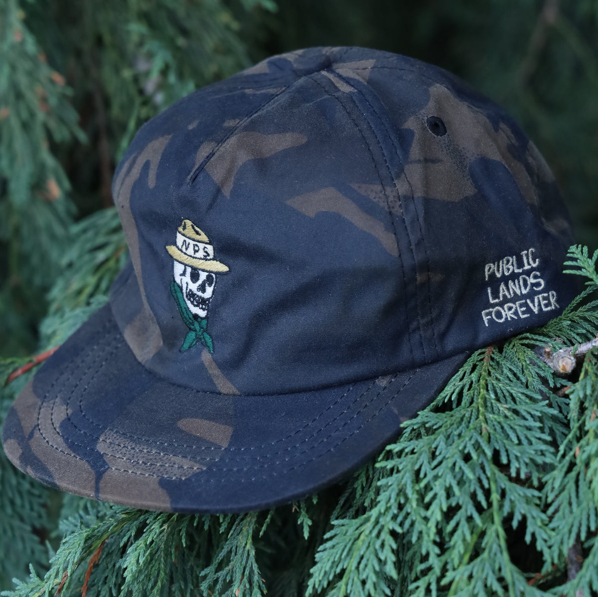 Public Lands Forever DryTek Waxed Canvas Strapback | Bark Camo