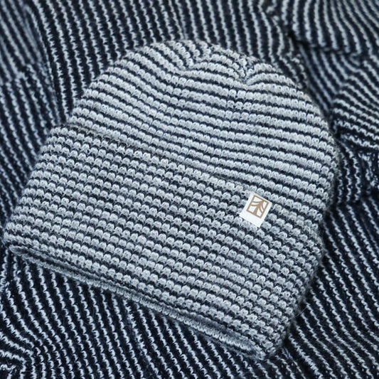 Rustek Alpaca Waffle Stripe Beanie | Gray