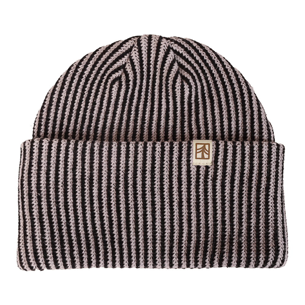 Rustek Recycled Cotton Stripe Beanie | Black/Lilac