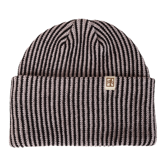 Rustek Recycled Cotton Stripe Beanie | Black/Lilac