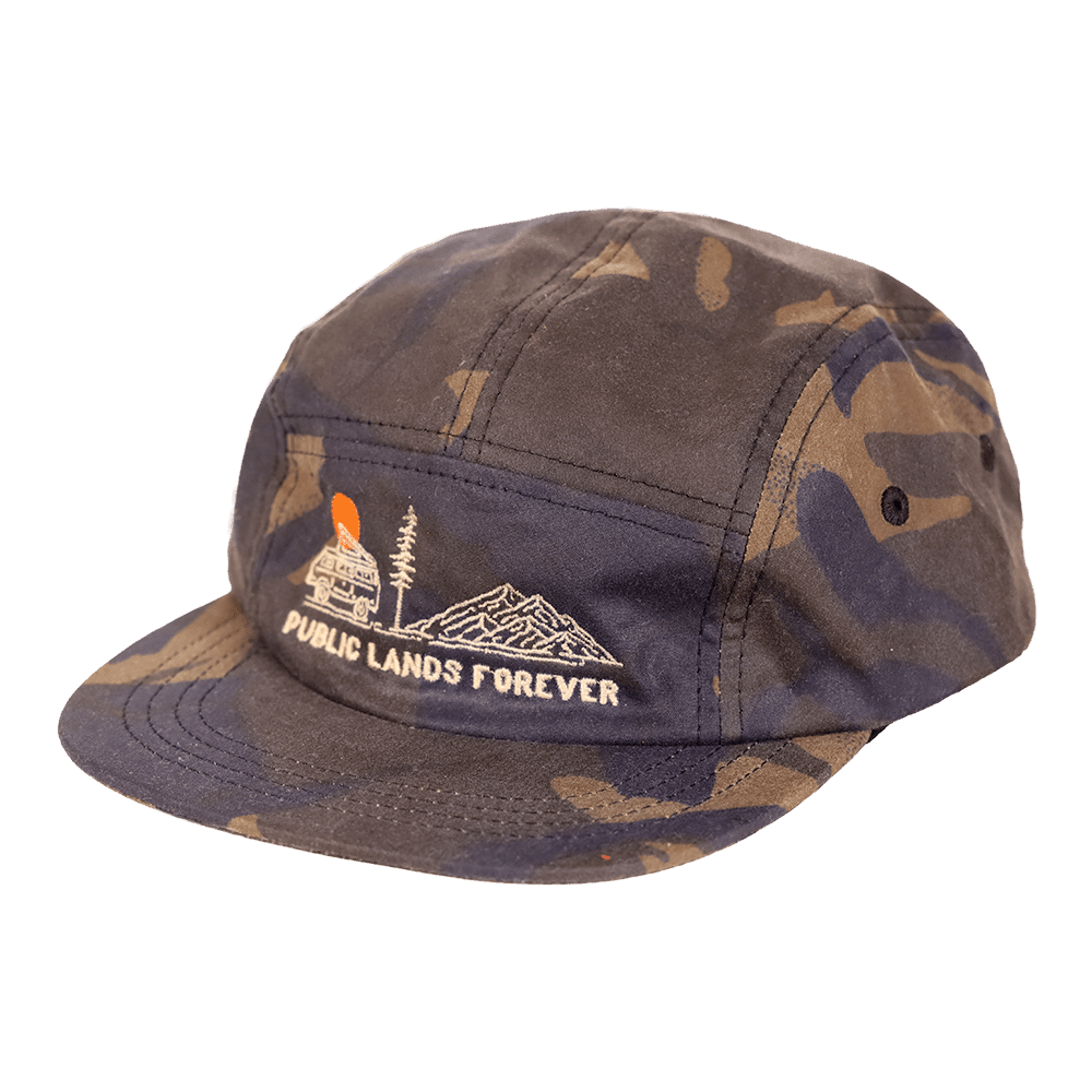 Public Lands Forever DryTek Waxed Canvas Camp Cap | Bark Camo