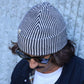 Rustek Recycled Cotton Stripe Beanie | Black/Khaki *** PRE-SALE SHIPS 1/14/26 ***