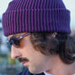 Rustek Recycled Cotton Stripe Beanie | Black/Eggplant