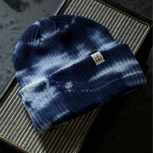 Rustek 100% Organic Cotton Beanie | Navy/Natural Tie Dye