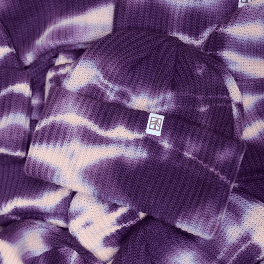 Rustek 100% Organic Cotton Beanie | Eggplant/Peach Tie Dye