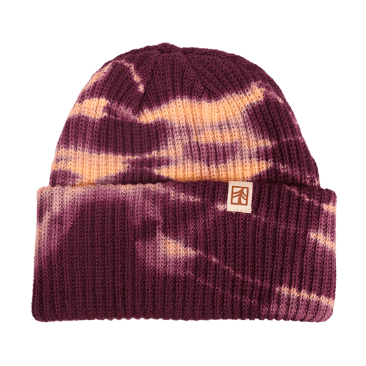 Rustek 100% Organic Cotton Beanie | Eggplant/Peach Tie Dye