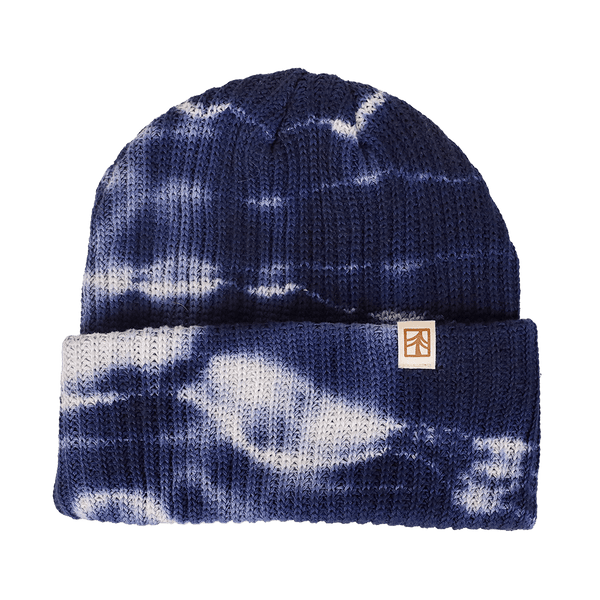 Rustek 100% Organic Cotton Beanie | Navy/Natural Tie Dye *** PRE-ORDER - SHIPS 12/3/25 ***