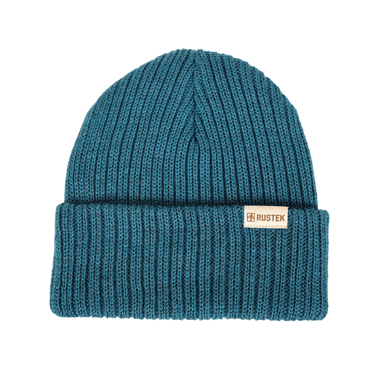 Double Rib 100% Merino Wool Beanie | Ocean Blue