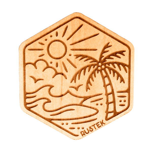 Palm Island Wood Sticker - Rustek